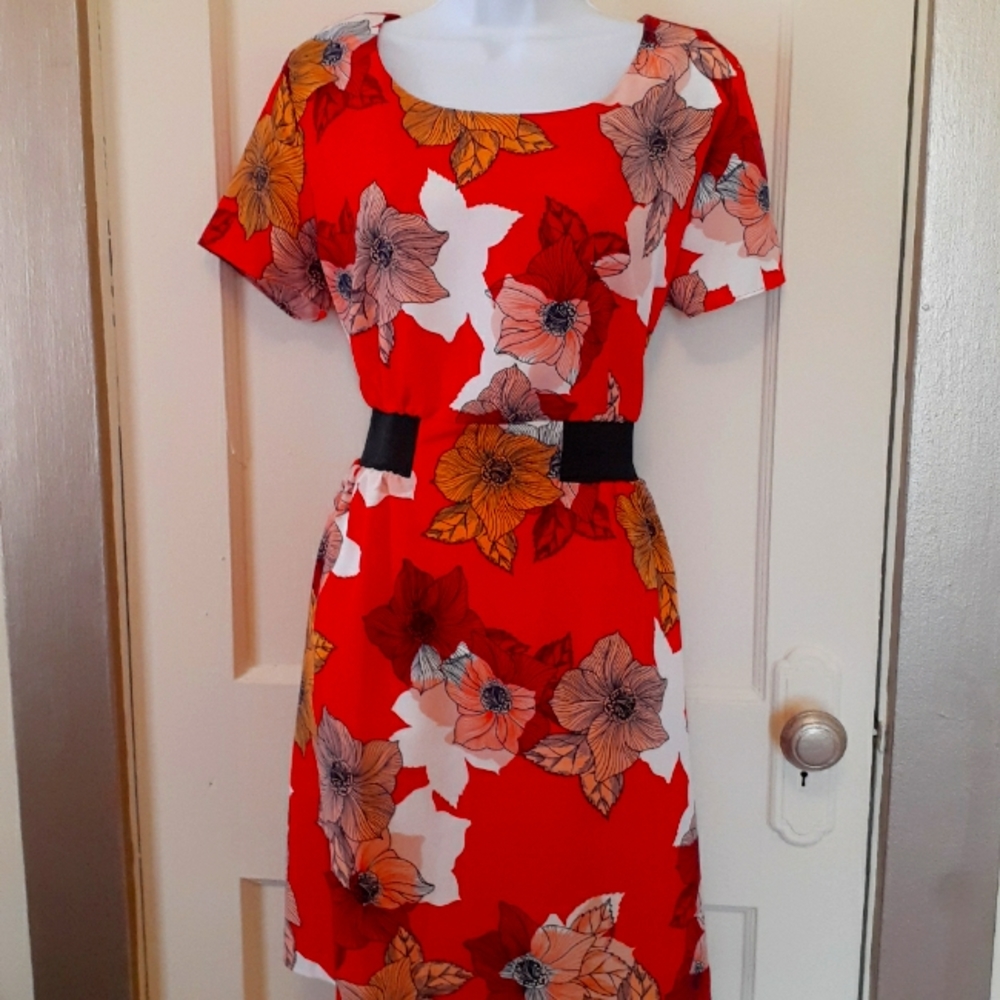 Red floral dress size 10